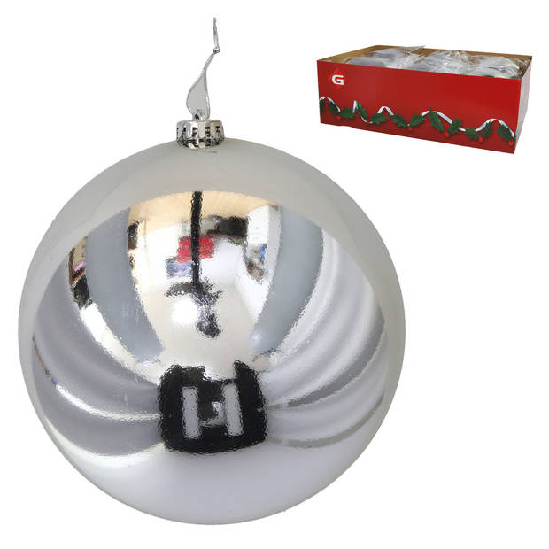 Gerimport Grote decoratie kerstbal - zilver - 20 cm - kunststof - Kerstbal