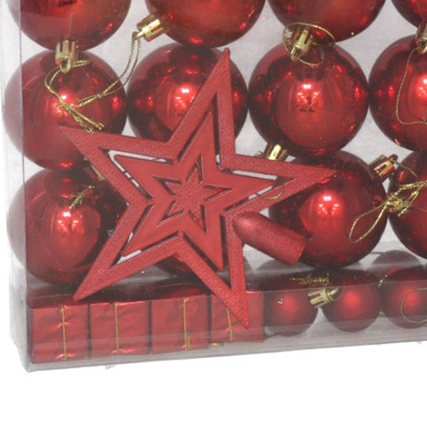 Gerimport Kerstballen en ornamenten -29x - rood kunststof - Kerstbal