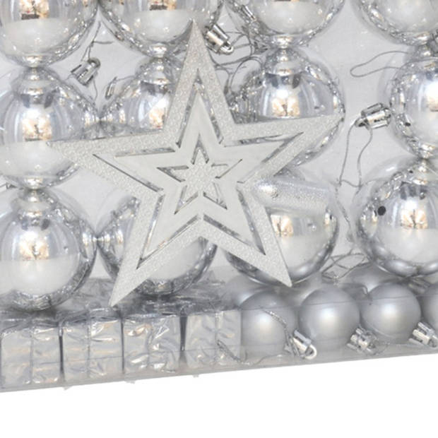 Gerimport Kerstballen en ornamenten - 29x - zilver kunststof - Kerstbal