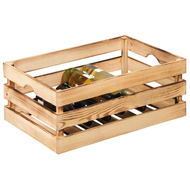 Kesper Fruitkisten opslagbox - old look - lichtbruin - hout - L58 x B39 x H24 cm - Opbergkisten