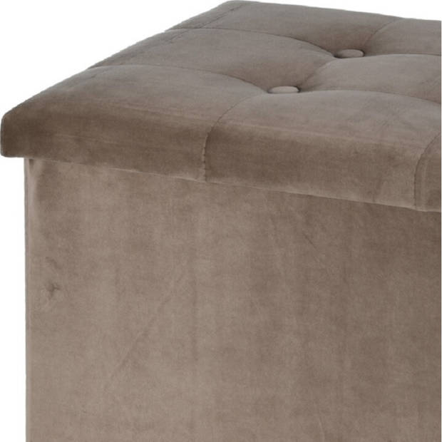 H&S Collection Poef/hocker/voetenbankje - opbergbox - beige - polyester - 76 x 40 x 38 cm - Poefs