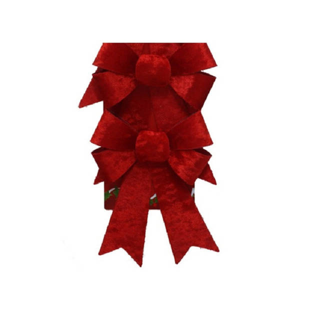 Gerimport kerststrikken -3x - velvet rood - 15x24 cm - Kersthangers