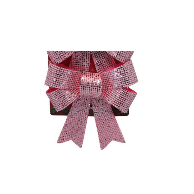 Gerimport kerststrikken -3x - roze - 10x13 cm - kerstversiering - Kersthangers