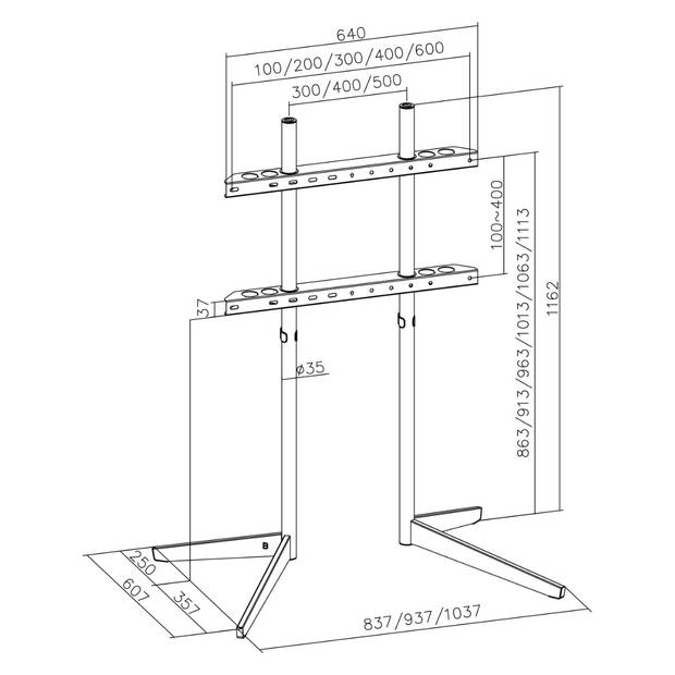 One For All EZ Universele TV Standaard Premium (WM7611) - VESA 600 - zwart