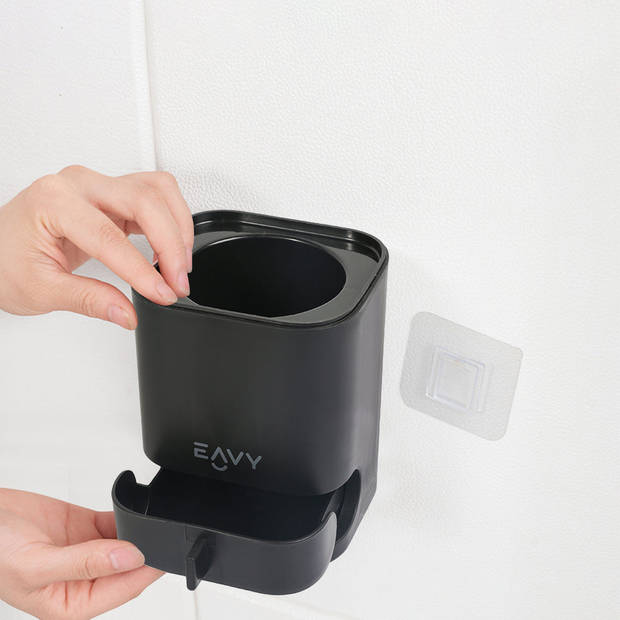 EAVY - WC Borstel met Houder - Hygiënische Toiletborstelhouder Siliconen - Zwart - Vierkant