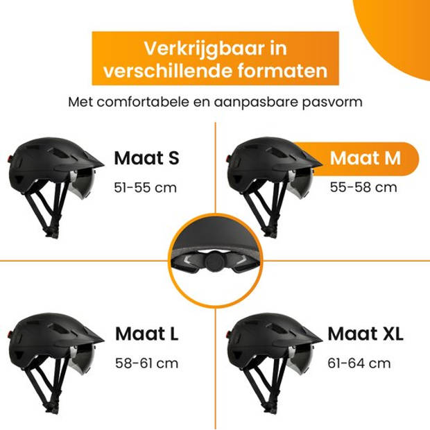 R2B Fietshelm Volwassenen voor Speed Pedelec & Snorfiets -LED-verlichting - Maat M - 55-58 cm - Fietshelm Dames