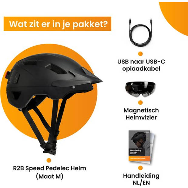 R2B Fietshelm Volwassenen voor Speed Pedelec & Snorfiets -LED-verlichting - Maat M - 55-58 cm - Fietshelm Dames