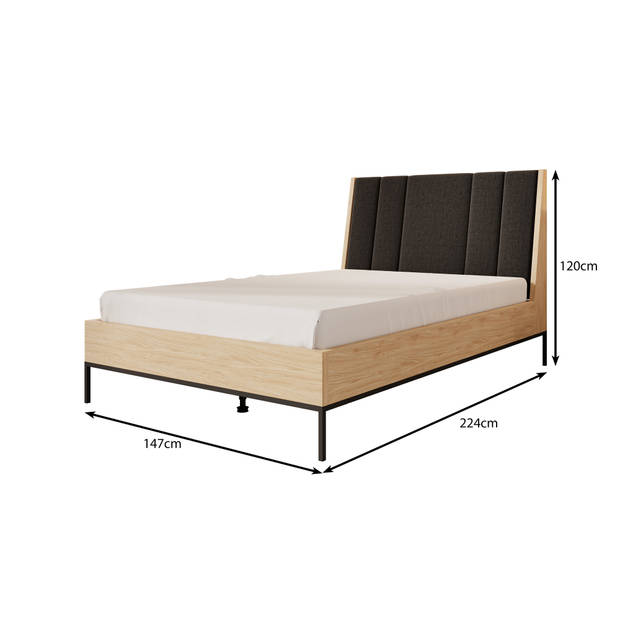 Meubella Tweepersoonsbed Luxor - Eiken - 140x200 cm