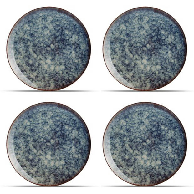 Hazy Blue Plat Dinerbord - Porselein - Ø 26 cm - Set van 4