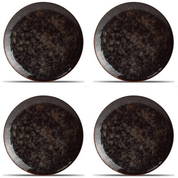 Hazy Black Plat Dinerbord - Porselein - Ø 26 cm - Set van 4