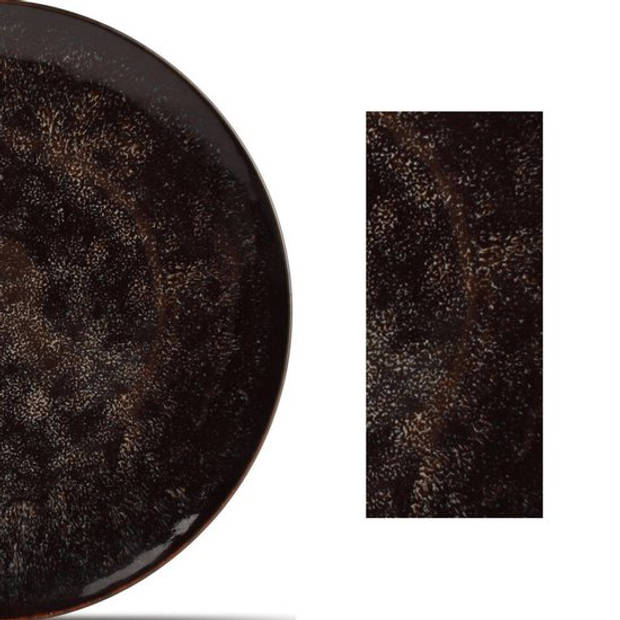 Hazy Black Plat Dinerbord - Porselein - Ø 26 cm - Set van 4