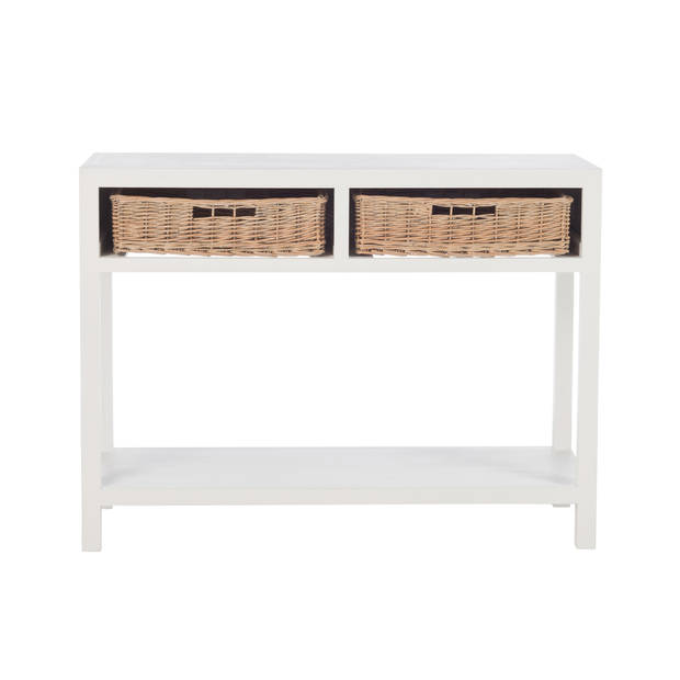 J-line - Console + 2 Manden Hout Wit - 110.5x44x82cm