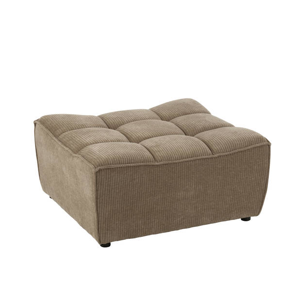 J-line - Poef Grid Populierenhout/schuim Donker Taupe - 84x92x44cm