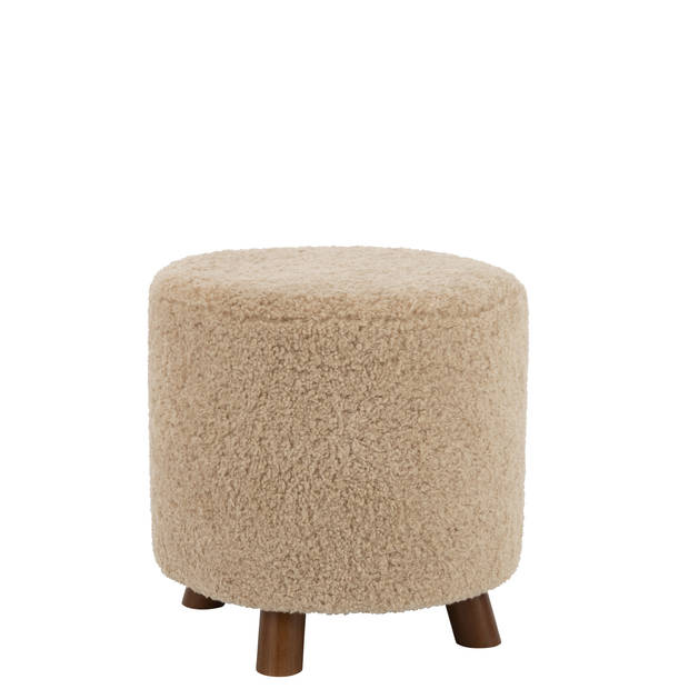 J-line - Poef Schaap Poot Polyester Beige - 42.5x42.5x41.5cm