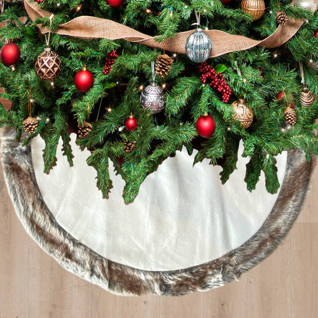 Luxe Ronde kerstboomrok - Kerstboomkleed - Boomdeken - Wit - 90 x 90 cm