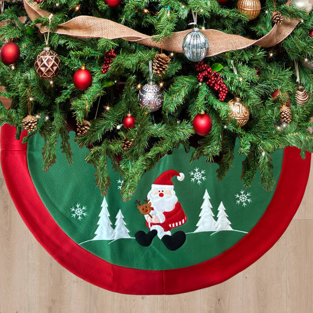 Luxe Ronde kerstboomrok - Kerstboomkleed - Boomdeken - Kerstman - 90 x 90 cm