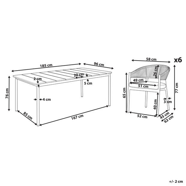 Beliani FLAVIA - Tuintafelset-Donkere houtkleur-Aluminium