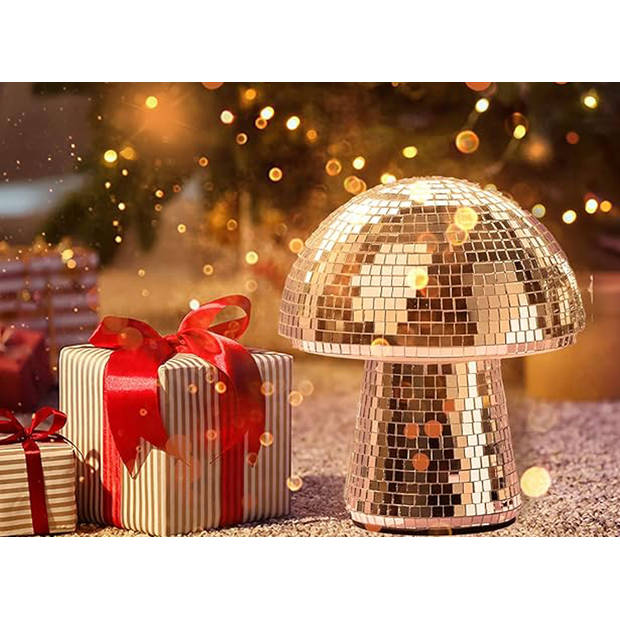 JONSKA Decoratie Disco paddenstoelen - Huisdecoratie - 2 Delig - 16 x 14,5 cm