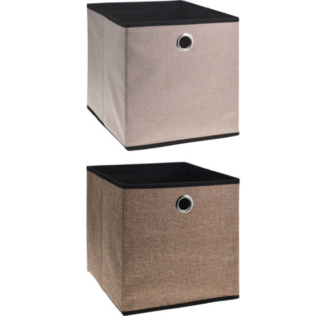 Storage Solutions Opbergmand/kastmand - 2x - karton/kunststof - 28 liter - bruin - 30 x 30 x 30 cm - Opbergmanden