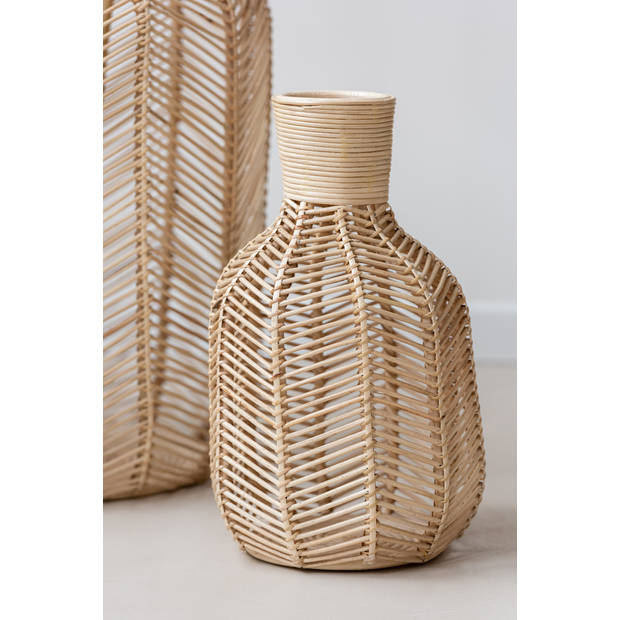 J-line - Mand Fles Raffia Naturel - 23x223x41cm