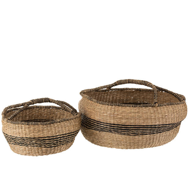 J-line - Set 2 Manden Rond Zeegras Naturel - 60x60x26cm