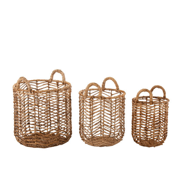 J-line - Set Van 3 Manden Bananen Bladeren Naturel - 47x46x55.5cm