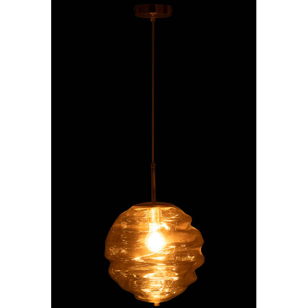 J-line - Hanglamp Glas Licht Cognac - 30x30x34cm