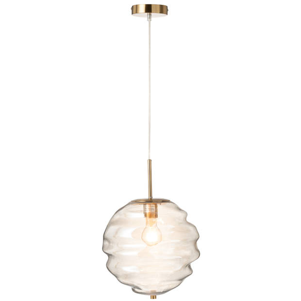 J-line - Hanglamp Glas Licht Cognac - 30x30x34cm