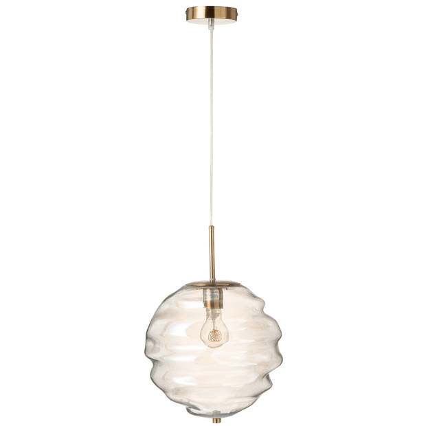 J-line - Hanglamp Glas Licht Cognac - 30x30x34cm