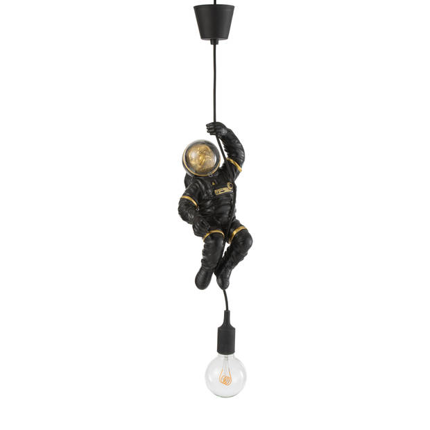 J-line - Hanglamp Astronaut Poly Zwart/goud - 19x16x37cm