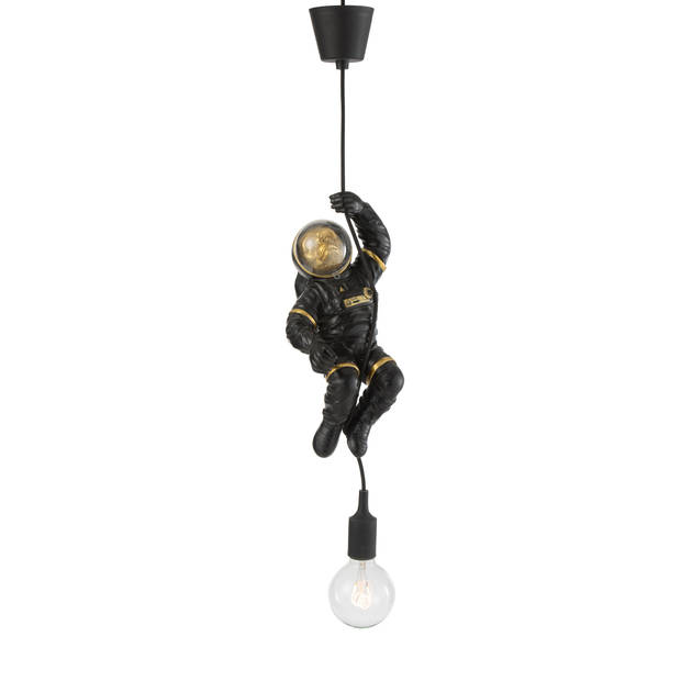 J-line - Hanglamp Astronaut Poly Zwart/goud - 19x16x37cm