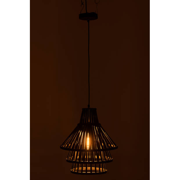 J-line - Hanglamp Lagen Bamboo Zwart Medium - 30x30x160cm