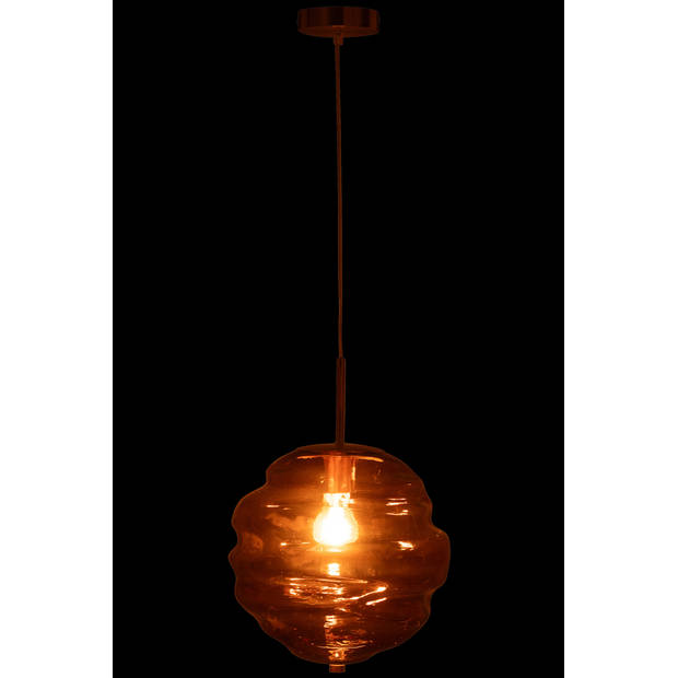 J-line - Hanglamp Glas Bruin - 30x30x34cm