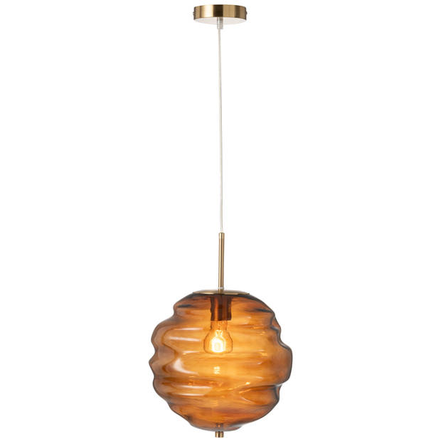 J-line - Hanglamp Glas Bruin - 30x30x34cm