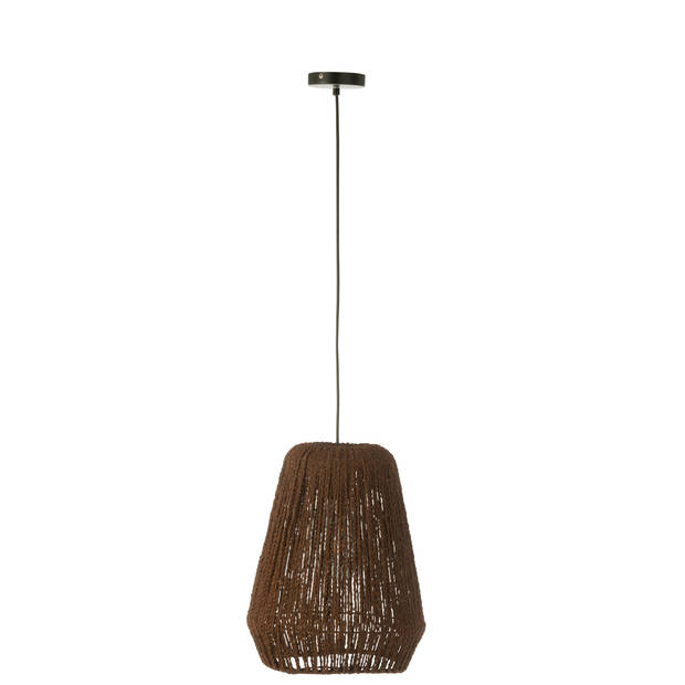 J-line - Hanglamp Vlecht Metaal/palm Zwart Small - 30x30x38cm