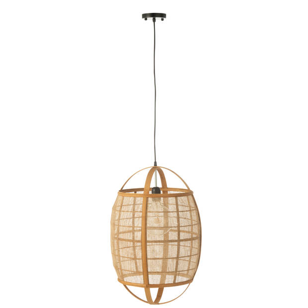 J-line - Hanglamp Ion Linnen/bamboe Naturel Small - 37x37x56cm