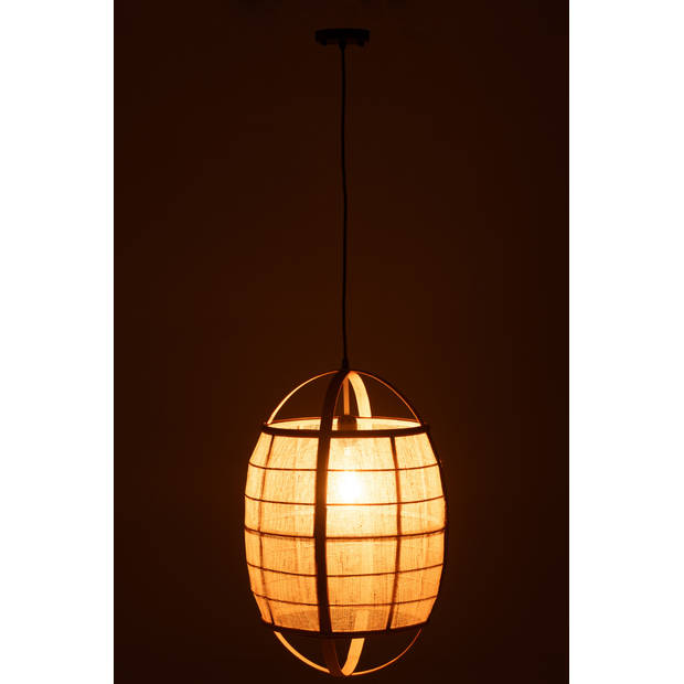 J-line - Hanglamp Ion Linnen/bamboe Naturel Small - 37x37x56cm