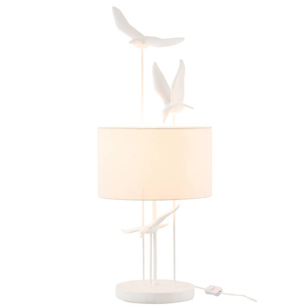 J-line - Tafellamp Vogels Poly Wit/beige - 30.5x30.5x79cm