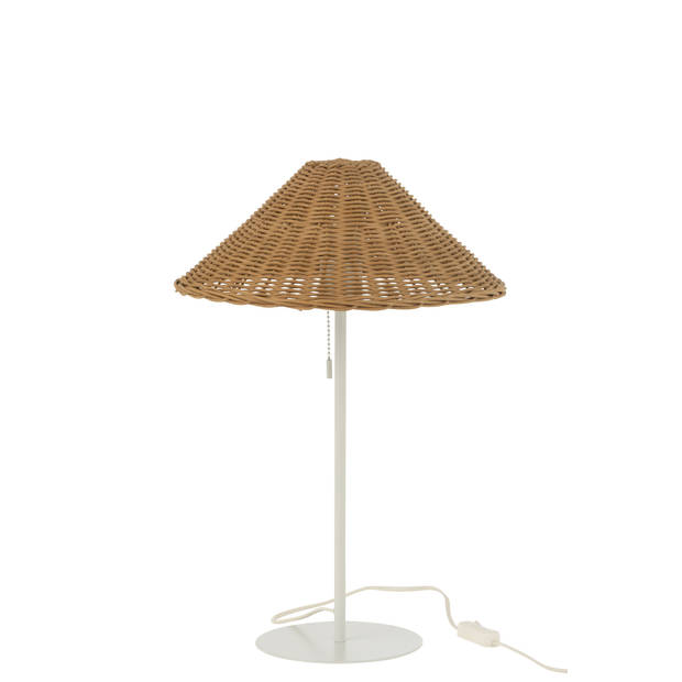 J-line - Tafellamp Metaal/rattan Wit/naturel - 32x32x50cm