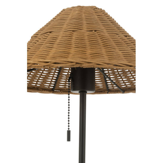 J-line - Tafellamp Metaal/rattan Zwart/naturel - 32x32x50cm