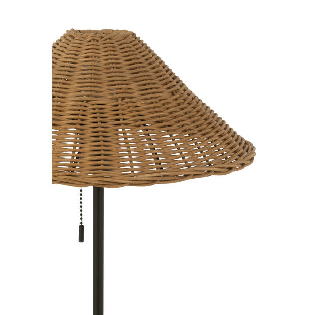 J-line - Tafellamp Metaal/rattan Zwart/naturel - 32x32x50cm