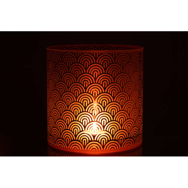 J-line - Windlicht Boog Glas Oranje X-large - 24x24x25cm