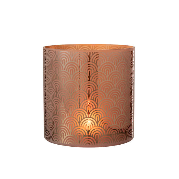 J-line - Windlicht Boog Glas Oranje X-large - 24x24x25cm