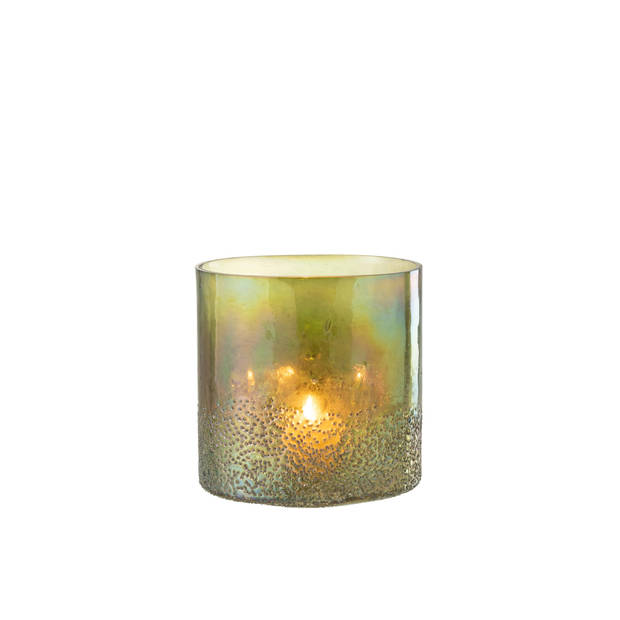 J-line - Windlicht Glas Groen Large - 23x23x27cm