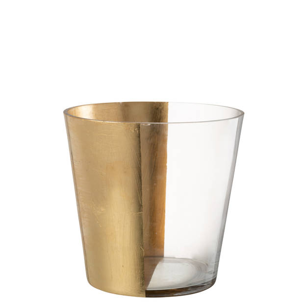 J-line - Windlicht Boe Glas Transparant/goud Large - 23x23x23cm