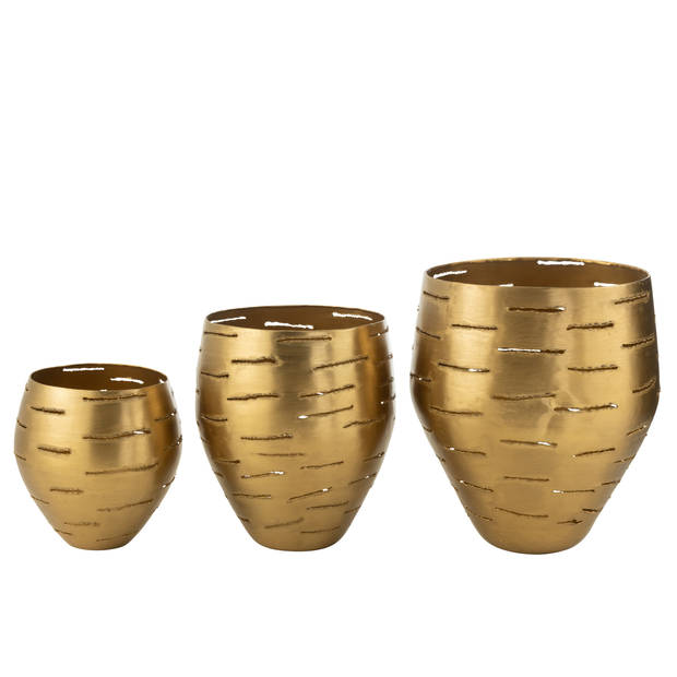 J-line - Set Van 3 Windlichten Metaal Goud - 52x43x33cm