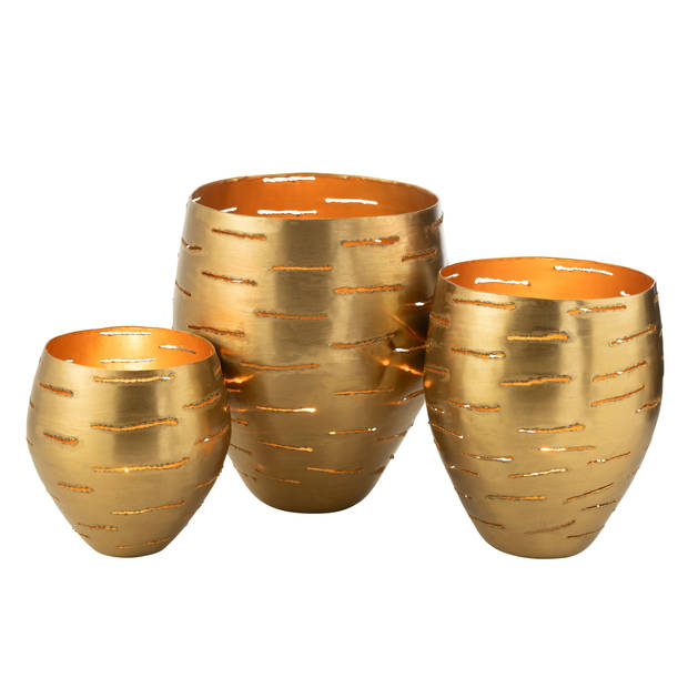 J-line - Set Van 3 Windlichten Metaal Goud - 52x43x33cm