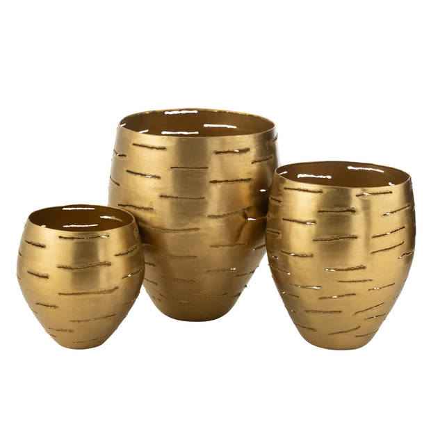 J-line - Set Van 3 Windlichten Metaal Goud - 52x43x33cm