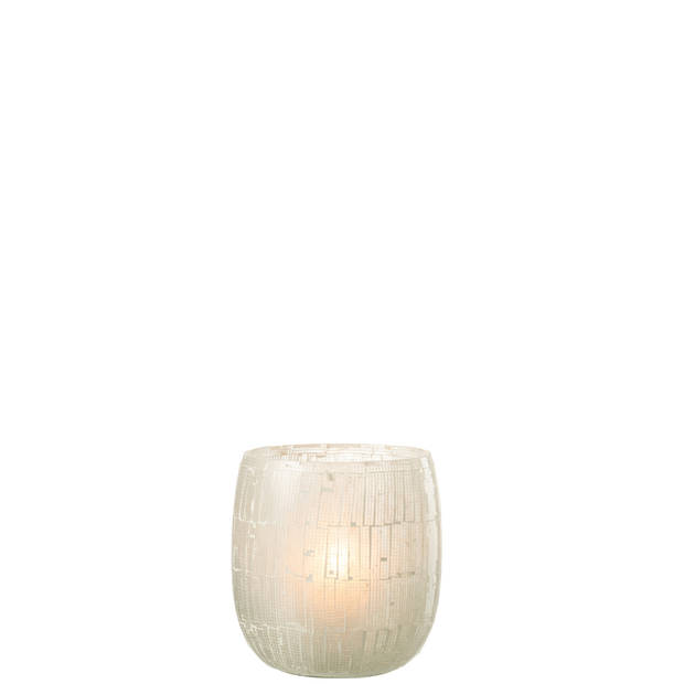 J-line - Windlicht Mozaiek Glas Licht Grijs Large - 14.5x14.5x16cm