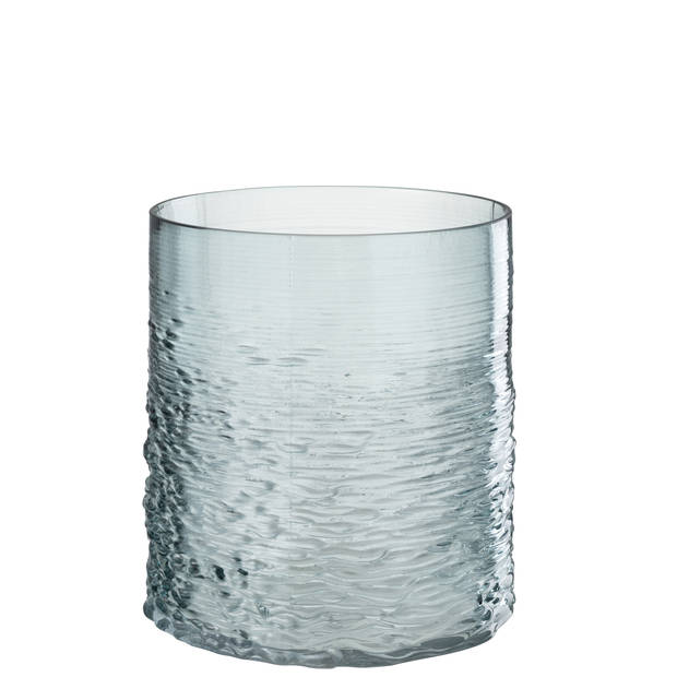 J-line - Windlicht Zee Glas Blauw Small - 19.5x19.5x22.5cm